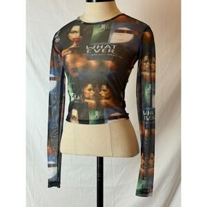 Edikted Two Faced Mesh Long Sleeve Crop Top Size‎ XS